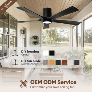 60 Inch Black Ceiling Fan with <b>Light</b>, 5 Solid Wood Blades, Flush Mount, APP & <b>Remote</b> <b>Control</b>, Dimmable LED for Bedroom - Product Image 3