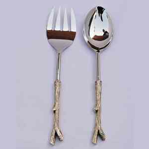 <b>Table</b> Top Eco-Friendly Dishwasher Safe Flatware Set <b>Mirrored</b> Steel Handmade Decorative <b>Gold</b> Finished Handle Metal Salad Server - Product Image 2