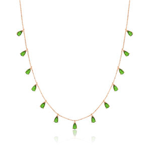 Pierre d'émeraude en forme de goutte, conception de secoueur délicat turc vente en gros collier en argent Sterling 925 fabriqué à la main bijoux - Product Image 2