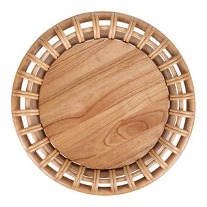 Table d'appoint en bois massif avec design en bambou pour meubles de salon et de chambre à coucher - Product Image 6