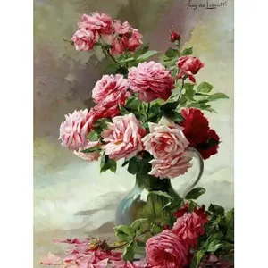 Rosas rosas en jarrón en la pared del baño de la cocina Mural de azulejo de cerámica 6x8 para Backsplash - Product Image 1