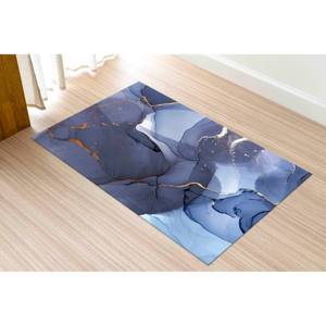 Tapis d'intérieur en marbre violet : accent doré moderne, tapis antidérapant, tapis en chenille - Product Image 5