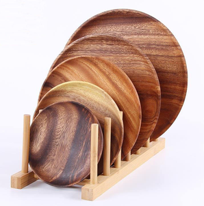 จานไม้ทรงกลม ดีไซน์ใหม่ ทำจากไม้กระถินเทศ ขายส่ง - Product Image 3