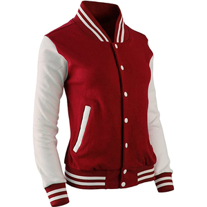 Chaquetas universitarias de algodón 100% de talla grande para mujer, chaquetas con letras de béisbol estampadas transpirables, parches bordados al por mayor - Product Image 1