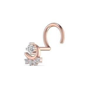 Bijoux de mariage en or rose et blanc jaune 18 carats au design unique 0,07 ct Épingle nasale pour piercing fin avec diamant pour femmes Bijoux de corps - Product Image 1