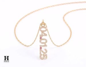Pendentif personnalisé avec date en diamant, collier en or 14 carats, bijoux fins minimalistes - Product Image 3