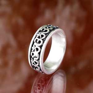 Fashion Design Om <b>Ring</b> Tribal Brass <b>Rings</b> <b>Men</b> Oxidized <b>Silver</b> Finish Spiritual Yoga Band Geometric Mantra For Wholesale/OEM/ODM - Product Image 4