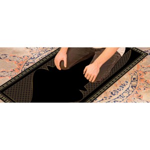 Tapis de prière doré, tapis de prière noir, tapis imprimé pour la maison musulmane, avec tapis à poils doux - Product Image 2