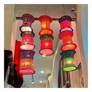 โคมไฟผ้าทอที่มีลวดลายเป็นเอกลักษณ์โคมไฟผ้าไหมเวียดนามโคมไฟ Tay Bac ตกแต่งร้านอาหาร0084935825297 - Product Image 1