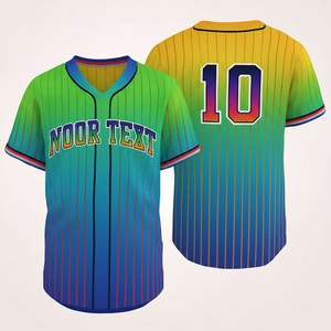 Vente en gros Chemise de baseball sublimée à rayures vintage Uniforme Sublimation Vêtements de softball personnalisés pour jeunes Maillots de baseball - Product Image 4