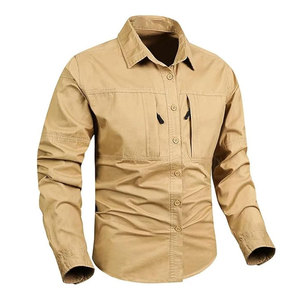 Vente en gros de chemises cargo personnalisées grande taille pour hommes vêtements de travail en coton à manches courtes avec poche pour l'extérieur et chemises cargo confortables pour hommes - Product Image 1