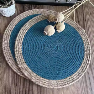 Top Quality Jute Rope Coasters Round Embroidered Woven Placemat Natural Jute Tablemats Heat Resistant Non Slip Braided Placemat - Product Image 3