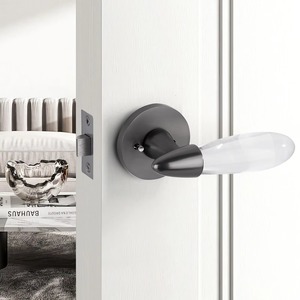 Elegante manija de metal y vidrio para puertas Diseño moderno Manija interior del hogar Aspecto elegante para armarios Cajones y muebles - Product Image 2