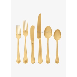 Ensemble de couverts classique en acier inoxydable avec poignée en émail gris plaqué or pour la maison et les ensembles de couverts de vaisselle de mariage - Product Image 3