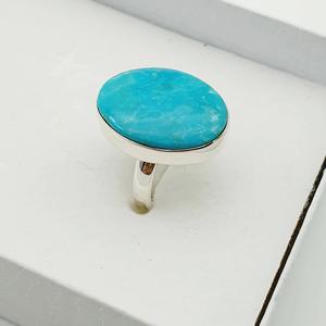 Piedra preciosa turquesa corte ovalado diamante 925 plata esterlina hecho a mano declaración anillo clásico para boda Navidad venta regalo para ella - Product Image 2