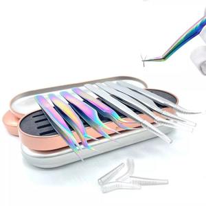 สแตนเลสสีรุ้งตรงและโค้งหัวแหนบสำหรับขนตาขยาย - Product Image 2