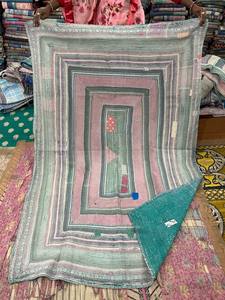 Vintage Cotton Geometric Kantha <b>Patchwork</b> Reversible Quilt Hand Stitched Bohemian Bed <b>Throw</b> Blanket with 300tc Thread Count - Product Image 1