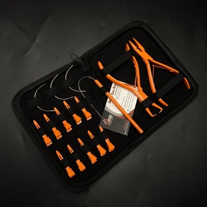 Kit d'extension de cheveux noués à la main avec outils en acier inoxydable orange, aiguille à coudre, pinces, ciseaux-pour extensions de cheveux humains - Product Image 2