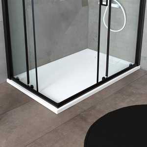 Cabine de douche Sky 70x90 H 190 en verre transparent avec profil noir mat pour votre salle de bain moderne - Product Image 2