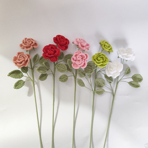 Len nhân tạo Crochet handmade Rose <span class=keywords><strong>Flower</strong></span> festiva quà tặng valentine ngày Hoa Quà Tặng Handmade Crochet hoa bán buôn - Product Image 4