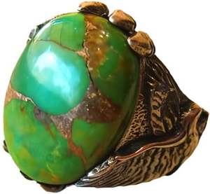 Bague pour homme en gros, nouvelle arrivée, pierre précieuse turquoise verte naturelle, bague lourde pour homme, bijoux, bague en argent sterling 925 - Product Image 1