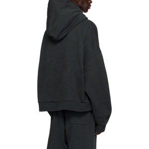 2025 Logo personnalisé hommes lavage à l'acide Boxy recadrée à capuche 500gsm haute qualité surdimensionné noir en détresse lavé à capuche hommes - Product Image 5