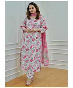Collection de femmes indiennes coton belle broderie Kurti avec Plazo au prix le plus bas marché Surat Gujarat vêtement ethnique ethnique - Product Image 1