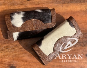 Nuevo bolso de mano de cuero tallado de piel de pelo hecho a mano occidental para mujer, gran oferta, funda de teléfono con estilo marrón en relieve, billetera espaciosa - Product Image 1