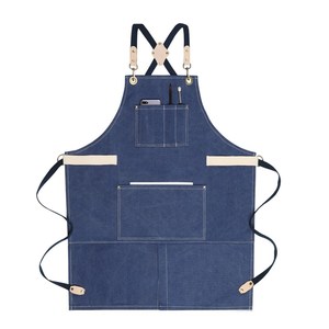 Tablier de barbier avec poche en cuir pour adulte, mode chic et personnalisable, jean imperméable et réutilisable en tissu sans manches pour la maison - Product Image 5