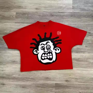 Boxy Fit Seamless 2-Panel Men's Premium 300gsm Heavyweight Cotton Men's T-shirts Oversized Cropped Streetwear Custom Printed DTG - Product Image 2