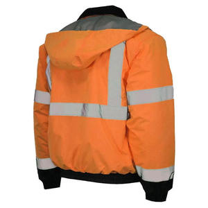 Factory Made High Visibility Long Sleeves Hooded Loose Winter Safety <b>Jacket</b> with Pocket Reflective Workwear Unisex - Product Image 4