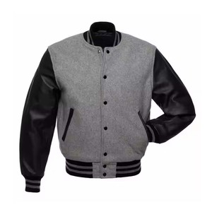 Hombres Venta al por mayor Vintage Looks Lana Cuerpo Cuero Manga Lettermen Chaqueta Parches Transpirable Fábrica Productos hechos a mano - Product Image 6