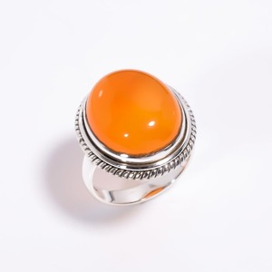 Bague en pierre orange cornaline naturelle Bague de mariage classique en argent sterling 925 faite à la main pour la fête de fiançailles directement de l'usine - Product Image 2