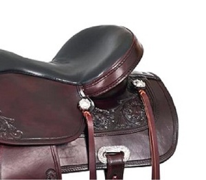 Sillín occidental de caballo de cuero genuino de calidad superior Sillín occidental de carreras de barril para montar a caballo - Product Image 4