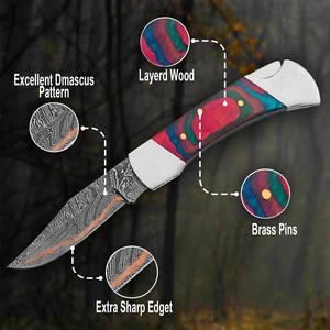 Damascus Folding <b>Knife</b> Industrial Grade 7-Inch Easy Carry Handmade <b>Pocket</b> <b>EDC</b> Hunting Camping OEM ODM Supported - Product Image 3