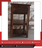 Table de Chevet en Bois Recyclé Écologique avec Étagères de Rangement, Design Moderne et Antique pour Appartement, Chambre, Salon, Usage Domestique