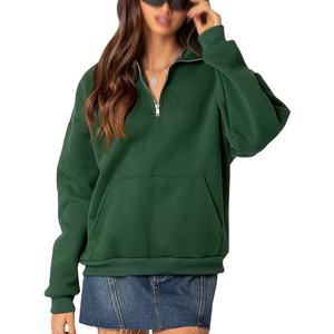 Sudadera corta con media cremallera para mujer de lona pesada con logotipo frontal Sudaderas y sudaderas ecológicas - Product Image 2