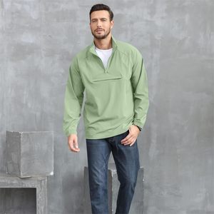 Pull-over athlétique à fermeture éclair pour hommes, veste légère de golf, de randonnée et de course, sweat-shirt d'entraînement avec poche - Product Image 5