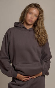 Sudaderas de Forro Polar Lisas para Mujer, 100% Algodón, Corte Holgado y Relajado, Sensación Suave, Sudadera de Invierno, Logotipo Personalizado, Bordado 3D - Product Image 4