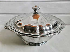 Bol de service moderne en acier inoxydable argenté, qualité supérieure, plat élégant pour la présentation des aliments à la maison - Product Image 5