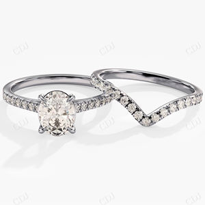 Conjunto de anillo nupcial de moissanita certificado GRA, conjunto de media eternidad, banda de boda Chevron, joyería de diamante hecha a mano de Plata de Ley 925 - Product Image 1