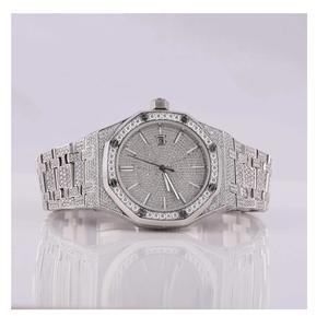 Offre Spéciale blanc plein glacé Moissanite diamant montre classique Date bâton numéro cadran Vintage Style acier inoxydable bande mécanique - Product Image 1