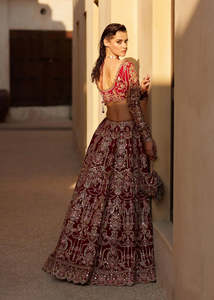 Elegante Vestido de Novia Paquistaní con Encaje Tejido a Mano de Primera Calidad, Volantes de Cristal, Bordado Brillante y Hecho a Mano - Product Image 6