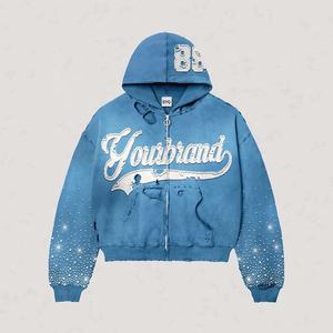 Sweat à capuche oversize pour homme, personnalisé, brodé, avec fermeture éclair, en molleton French Terry, uni, non doublé, 100% coton, 500GSM, pour l'automne - Product Image 1