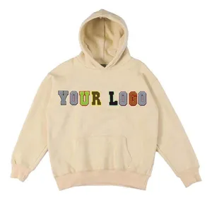 Yeni moda streetwear düz ağır pamuklu kazak Unisex pamuk kırpılmış işlemeli erkekler Hoodies sting düz boyalı hoodies