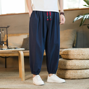 New Oversize Men Loose Pants Autumn Linen Over Weight Sweatpants High Quality Casual Brand <b>Trousers</b> Male - Product Image 4