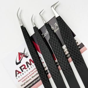 Pinzas profesionales de aislamiento de 90 grados Pinzas de extensión de pestañas plateadas recubiertas de negro con agarre fuerte Etiqueta privada - Product Image 6