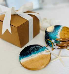 Modern Interior Wooden Resin Coaster Handcrafted High Quality Bohemian Style Eco-Friendly <b>Table</b> Coaster for Living Room - Product Image 1