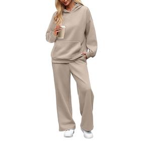 Pull-over en tricot de couleur unie Survêtement Gym Wear Survêtements vierges deux pièces Ensemble de survêtement unisexe Vente en gros Sweat-shirt et pantalon - Product Image 3