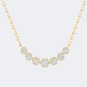 Collar con Colgante Curvo de Diamantes Redondos de 1.00CTW, Oro de 14k, Joyería Smile Station con Diamantes Cultivados en Laboratorio para Mujer, 18 Pulgadas, Color D - Product Image 1